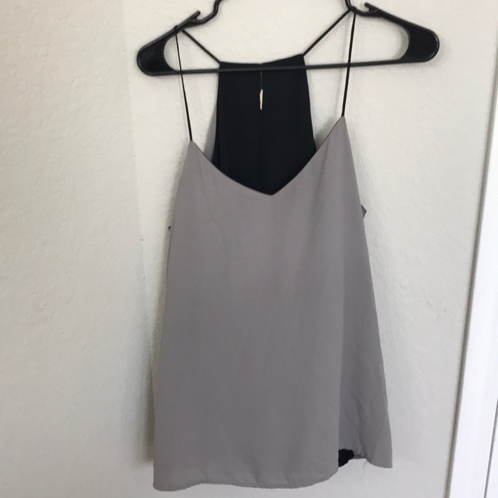 Reversible grey and black flowy tank from Express